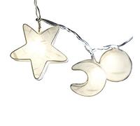 Blaze On Star, Sun and Moon Fairy Lights (White) - 20 Warm White LED Lights - Handcrafted 3D Shapes from Hand-Screened Mulberry Paper - USB Powered and Includes UK 3-Pin USB Adapter