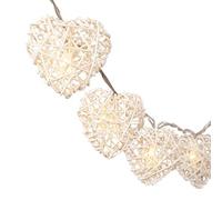 Blaze On Wicker Heart Fairy Lights (Natural Cream) - 30 Warm White LED Lights - Hand-Woven Wicker Hearts Made from Natural Rattan - 3-Pin UK Mains Plug - Indoor Decorative String Lights