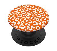 Blaze Orange White Leopard Print Design PopSockets Swappable PopGrip