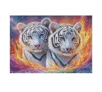 Blaze Twin Tigers 300 Pcs Jigsaw Puzzle Bundle Flame Rock Peak Puzzle for Adults Teens 14+ Fun Family Game Mindful Activity Spring Gift Precision Cut Board 300 PCS