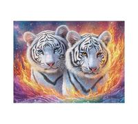 Blaze Twin Tigers 500-piece Jigsaw Puzzle Bundle Flame Rock Peak Family Puzzle Lovers Brain Training Mindful Activity Spring Gift Durable Cardboard 500 PCS