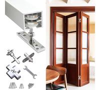 Blazea Ceiling Mounted Folding Door Hardware Kit with Track, Aluminum Track Bi-folding Door Track Rail Replacement Parts for 3 Doors, Slide Smoothly(240cm(94.5in) for 3 Doors)