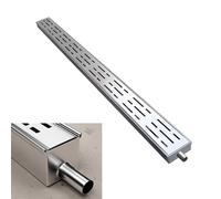 Blazea Channel Drain Kit with End/Outlet, Custom Trench Drainage System, Driveway Floor Water Diverter Trough Gutter, Stainless Steel Trench Drain(With Outlet,7x3cm(2 3/4x1 1/8"))