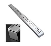 Blazea Channel Drain Kit with End/Outlet, Custom Trench Drainage System, Driveway Floor Water Diverter Trough Gutter, Stainless Steel Trench Drain(With End,7x3cm(2 3/4x1 1/8"))