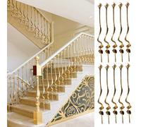 Blazea Gold Spindles for Staircase Indoor, Modern Metal Balusters with Stable Base/Complete Kit, Home Decor Stairway Guardrail Post, Twist Design Banister Column(10 PCS)