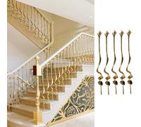 Blazea Gold Spindles for Staircase Indoor, Modern Metal Balusters with Stable Base/Complete Kit, Home Decor Stairway Guardrail Post, Twist Design Banister Column(5 PCS)