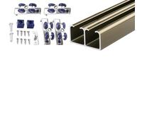 Blazea Heavy Duty Cabinet Bypass Double Sliding Door Hardware Kit, 4ft 6ft 60in 72in 96in Closet Double Track Barn Door Hardwares Rails and Rollers, Screws(Champagne,60cm(23.6in))