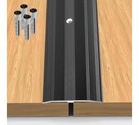Metal Black Transition Strip Screw Down, Flat Wood Floor Gap Cover Strips, 6 cm Wide Fluted Saddle Threshold for Doorway, Vinyl Flooring Edge Trim(90cm (35 3/8"))
