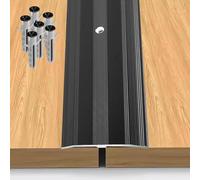 Blazea Metal Black Transition Strip Screw Down, Flat Wood Floor Gap Cover Strips, 6 cm Wide Fluted Saddle Threshold for Doorway, Vinyl Flooring Edge Trim(130cm (51 1/8"))