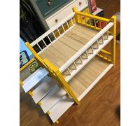 Blazea Small Medium Dogs Bedside Lounge Pet Bed, Space Saving Dog Bunk Bed without Mattress, 2 Layer Elevated Pet Furniture, Wood Cats Window Perch(Yellow,Large)