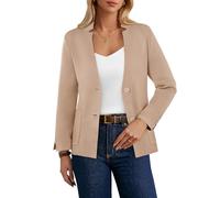 Blazer Cardigans for Women UK, V-Neck Button-Down Cardigans with Pockets, Business Knitted Bolero Outwear Camel M