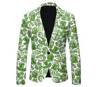 Blazer for Men Slim Fit, Stylish Men's Suit Jacket with Festive Printed Lapel for Saint Patrick's Day Celebrations and Formal Events