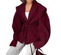 Blazer Jacket Women Womens Ladies Oversized Fit Blazer Jackets Suit Jacket Ladies Casual Blazers Work Jackets Work Coat Coats for Women Lady Long Sleeve Informal Relaxed Blazers Womens Plus Size Red L