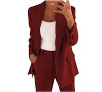Blazer Suit for Women UK Clearance, Women 2 Piece Wedding Guest Outfit Solid Open Front Long Sleeves Blazers Jacket and Pants Ladies Casual Business Office Work Formal Trouser Suits Elegant Sets