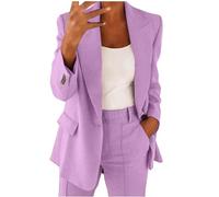 Blazer Suit for Women UK Clearance, Women 2 Piece Wedding Guest Outfit Solid Open Front Long Sleeves Blazers Jacket and Pants Ladies Casual Business Office Work Formal Trouser Suits Elegant Sets