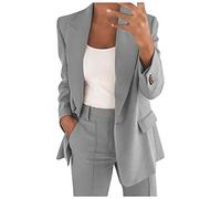 Blazer Suit Set Women Casual Elegant Plain 2 Piece Outfits Ladies Button Dressy Blazer Jacket And Elasticated Waist Trousers Set Spring Summer Women Suit For Business Work Office Formal