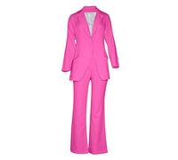Blazer Suit Set Women Sale 2 Piece Suits for Women Plus Size Button Long Sleeve Jacket Long Pants Solid Color Two Piece Outfits Lapel Outerwear Blazer and Trouser Suits Ladies Sets Hot Pink