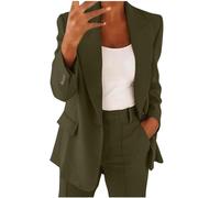 Blazer Suit Set Women UK Cotton 2 Pieces Outfits Elegant Business Work Wear Suit Solid Color Ruched Sleeve Blazer Jackets Open Front Lapel Tops Wide Leg Trousers Ladies Plus Size Wedding Guest S-5XL