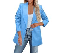 Blazer Tailored Women's Long - Long Blazer Sweat Blazer Summer Blazer Transition Jacket Suit Jacket for Elegant Summer Modern Sporty Lightweight Jersey Tweed, blue, XXXL