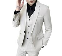 (Blazer + Vest + Trousers) Men's Italian Style Elegant and Business Gentleman's Formal Suit 3-Piece gray9-white XL
