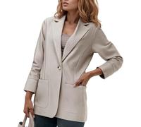 Blazer Women Coatigans - British Style Casual Jacket Loose Fit Slimming Coat Outerwear For Work Daily Wear (Khaki M)