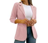 Blazer Women's Elegant Long Wedding Blazer with Buttons Long Blazer Sweat Summer Blazer Transition Jacket Suit Jacket for Elegant Summer Modern Sporty Long Waisted Lightweight, pink, 26