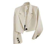 Blazer Women's Short Elegant Short Blazer Women's Sporty Suit Jacket Long Sleeve Jacket with Buttons Transition Jacket Lapels Blazer Jackets Plain Cardigan Business Jacket Loose Suits Casual Blazer
