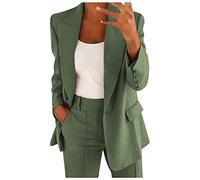 Blazer Women's Sporty Fitted Jacket Elegant Long Summer Jacket Lightweight Women's Blazer Plain Cardigan Large Sizes Long Blazer Summer Transition Jacket Women's Jackets Business Suit Jacket, AG, 26