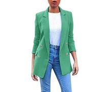 Blazer Women's Sporty Tailored Long Blazer Spring Summer Transition Jacket Long Sleeve Cardigan Business Suit Jacket Large Sizes Women's Blazer Oversize Jacket Lightweight Summer Jacket, Green, 10