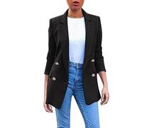 Blazer Women's Sporty Tailored Long Blazer Spring Summer Transition Jacket Long Sleeve Cardigan Business Suit Jacket Large Sizes Women's Blazer Oversize Jacket Lightweight Summer Jacket, black, 22