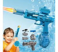 Blazerat Water Gun, Blaze Rat Auto Water Blaster 32ft Range, 500ml Tank, LED Light Electric Water Gun, Dual Modes Blaze Rat Water Blaster, Electric Water Guns for Pool Beach Battles (Blue)