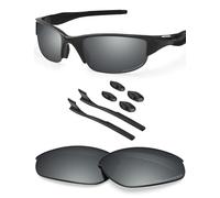 BlazerBuck Anti-salt Polarized Replacement Lenses & Sock Kit for Oakley Half Jacket 2.0 OO9144 - Silver Chrome