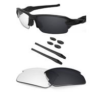 BlazerBuck Non-Polarized Replacement Lenses & Sock Kit for Oakley Flak 2.0 OO9295 - Clear Black Photochromic