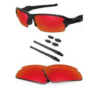 BlazerBuck Polarized Replacement Lenses & Sock Kit for Oakley Flak 2.0 OO9295 - Fire Red