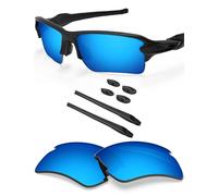 BlazerBuck Polycarbonate Polarized Replacement Lenses & Sock Kit for Oakley Flak 2.0 XL OO9188 - Ice Blue AR Coated