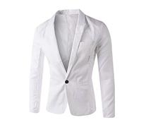 Blazers for Men UK Lightweight Regular Fit Suit Jacket Formal Business Work Jackets 1 Buttons Plain Classic Chic Blazer Casual Smart Stylish Tuxedo Wedding Party Dinner Blazers White