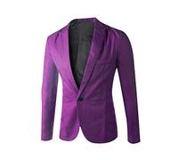 Blazers for Men UK Lightweight Regular Fit Suit Jacket Formal Business Work Jackets 1 Buttons Plain Classic Chic Blazer Casual Smart Stylish Tuxedo Wedding Party Dinner Blazers Purple