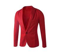 Blazers for Men UK Lightweight Regular Fit Suit Jacket Formal Business Work Jackets 1 Buttons Plain Classic Chic Blazer Casual Smart Stylish Tuxedo Wedding Party Dinner Blazers Red