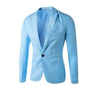 Blazers for Men UK Lightweight Regular Fit Suit Jacket Formal Business Work Jackets 1 Buttons Plain Classic Chic Blazer Casual Smart Stylish Tuxedo Wedding Party Dinner Blazers Sky Blue