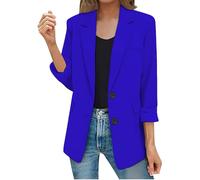 Blazers for Women UK Casual 3/4 Ruched Sleeve Open Front Cardigans Work Office Womens Coats Formal Jacket Top Solid Color Notch Collar Italian Ladies Blazer Coats