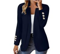 Blazers for Women UK Casual 3/4 Ruched Sleeve Open Front Cardigans Work Office Womens Coats Formal Jacket Top Solid Color Notch Collar Italian Ladies Blazer Coats