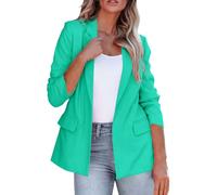 Blazers for Women UK Casual Long Ruched Sleeve Suit Plain Open Jackets Office Formal Suits with Pockets Button for Ladies Notched Lapel Workwear Elegant Classic Formal Work Office