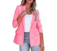 Blazers for Women UK Casual Long Ruched Sleeve Suit Plain Open Jackets Office Formal Suits with Pockets Button for Ladies Notched Lapel Workwear Elegant Classic Formal Work Office