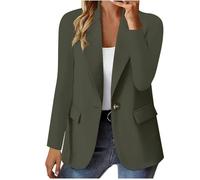 Blazers for Women UK Casual Long Sleeve Suit Jacket One Button Lightweight Casual Smart Formal Jackets Without Pockets Business Work Office Blazer Coat Plain Outerwear Army Green