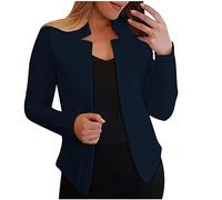 Blazers for Women UK Casual Slim-Fit Collarless Jackets Long Sleeve Open Front Cardigans Ladies Outerwear Womens Blazer Plus Size 2025 Sale Clearance My Orders Order Navy
