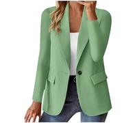 Blazers for Women UK Ladies Elegant Solid Long Sleeve Button Blazer Suits Classic Fall Formal Business Suit Jackets Open Front Work Office Outerwear Womens Blazer Fitted Mint Green M