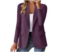 Blazers for Women UK Ladies Elegant Solid Long Sleeve Button Blazer Suits Classic Fall Formal Business Suit Jackets Open Front Work Office Outerwear