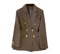 Blazers for Women UK Long Sleeve Double-Breasted Business Office Work Jacket Wedding Guest Party Funeral Suit Jacket Formal Smart Casual Lightweight Dress Jacket with Pockets