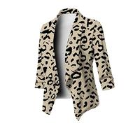 Blazers for Women UK Plus Size Ruffle V Neck Suit Jackets Elegent Floral Printed Formal Suits Cardigan Slim Fit Open Front Suits Coat Outerwear Lightweight 3/4 Sleeve Blazer Cardigans