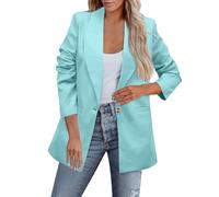 Blazers for Women UK, Womens Jackets Longline 3/4 Ruched Sleeve Blazer Casual 1 Button Coat Formal Lapel Suit Jacket for Office Business Green L
